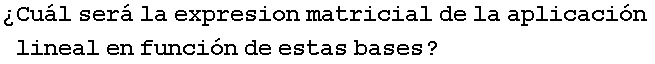 �Cu�l ser� la expresion matricial de la aplicaci�n lineal en funci�n de estas bases ?