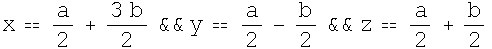 xa/2 + (3 b)/2&&ya/2 - b/2&&za/2 + b/2