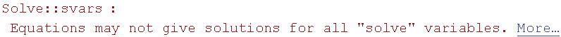 Solve :: svars : Equations may not give solutions for all \"solve\" variables.  More…