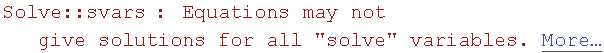 Solve :: svars : Equations may not give solutions for all \"solve\" variables.  More…
